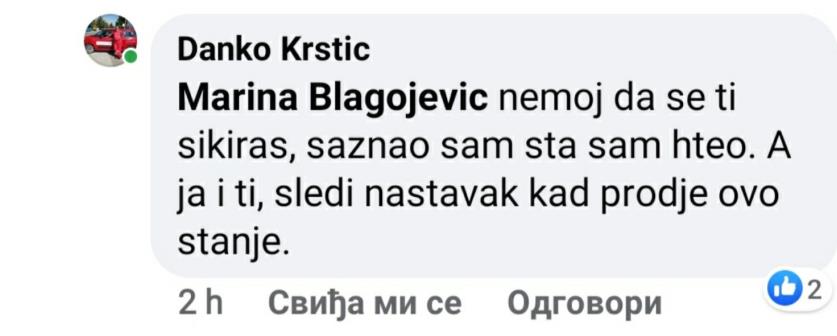 Факсимил дела данашње преписке на фејсбуку