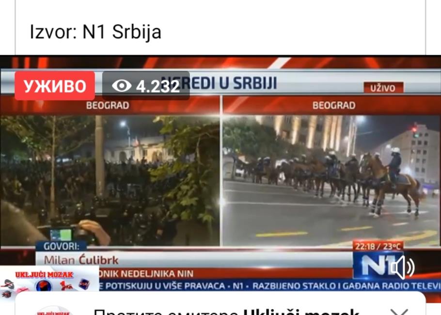 N1 прошле и ове ноћи најгледанија ТВ због преноса протеста грађана у Београду са лица места
