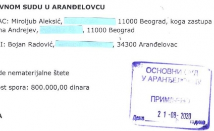 Мирољуб Алексић тужио Бојана Радовића и Анђелу Станишић