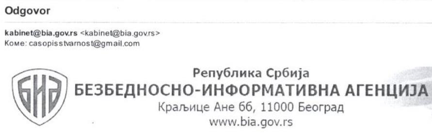 Заглавље одговора БИА-е, од 19. фебруара 2024. године