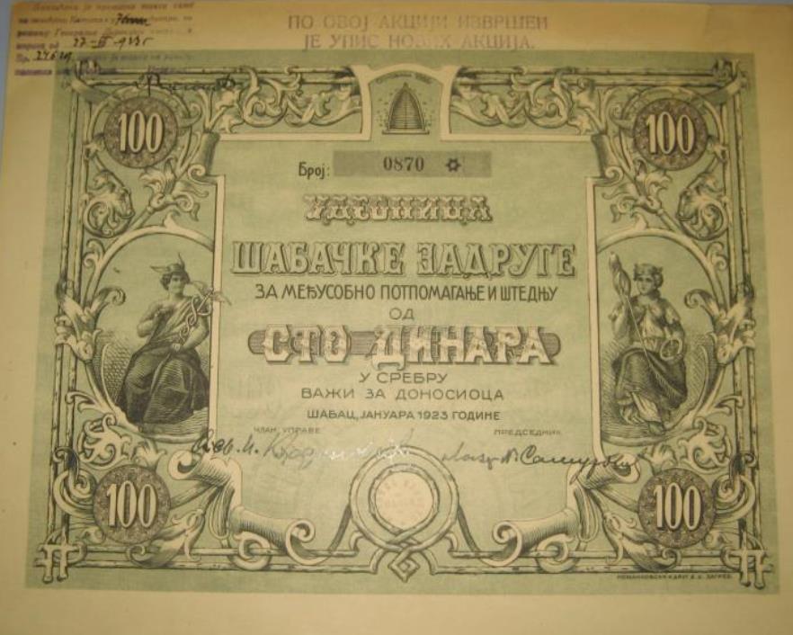 Деоница шабачке задруге из 1923. године