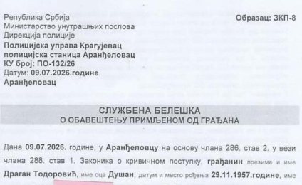 Ђорђе Ризнић поднео кривичну пријаву против Драгана Тодоровића